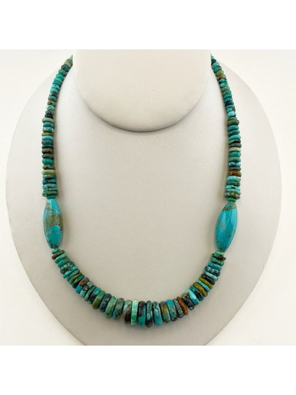 Jay King Turquoise Necklace Blue Matrix Disc Flat Coin Bead Sterling Silver 925